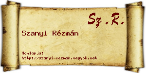 Szanyi Rézmán névjegykártya